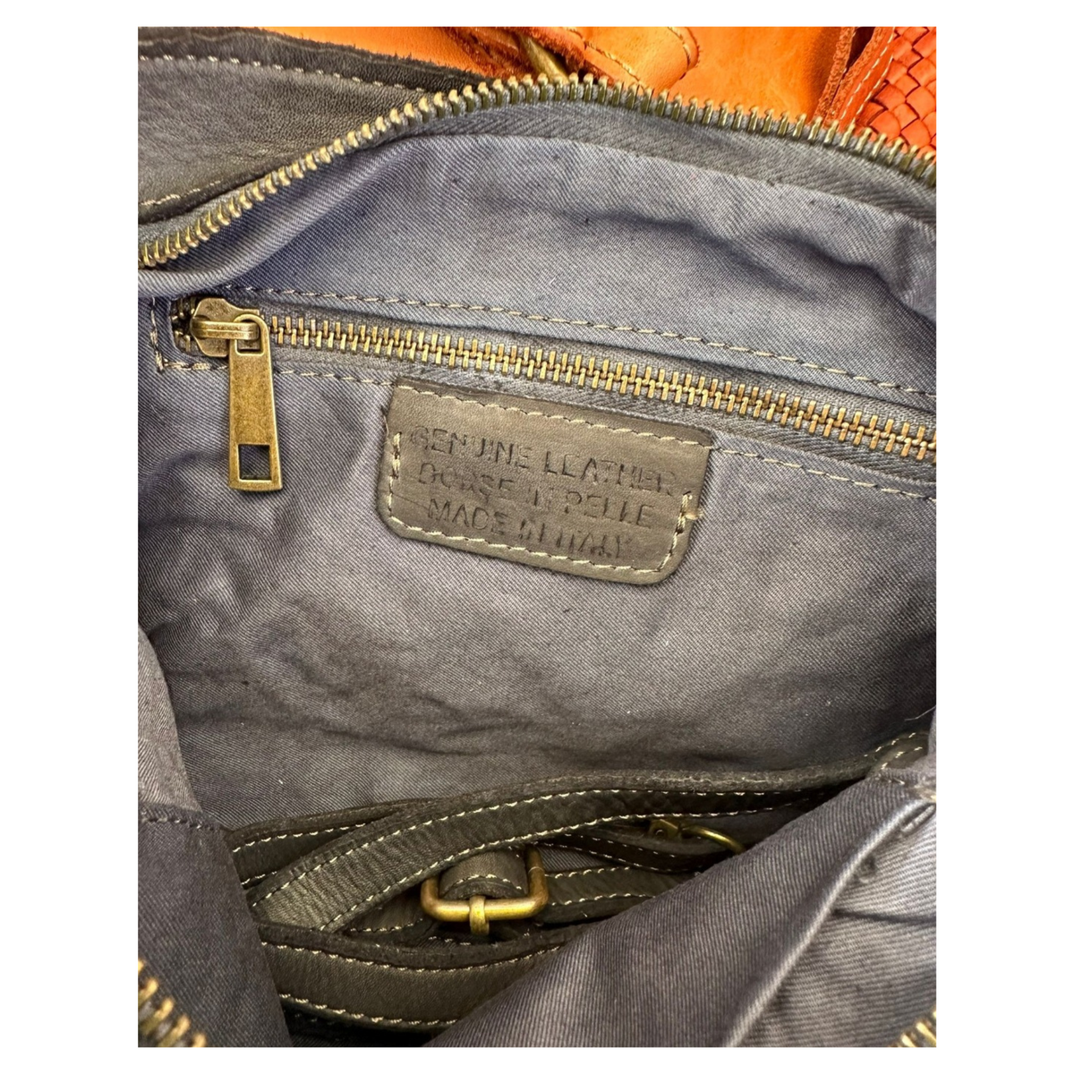 Tracolla Media Intrecciata 18x28cm Vera Pelle Sauvage Stile Vintage