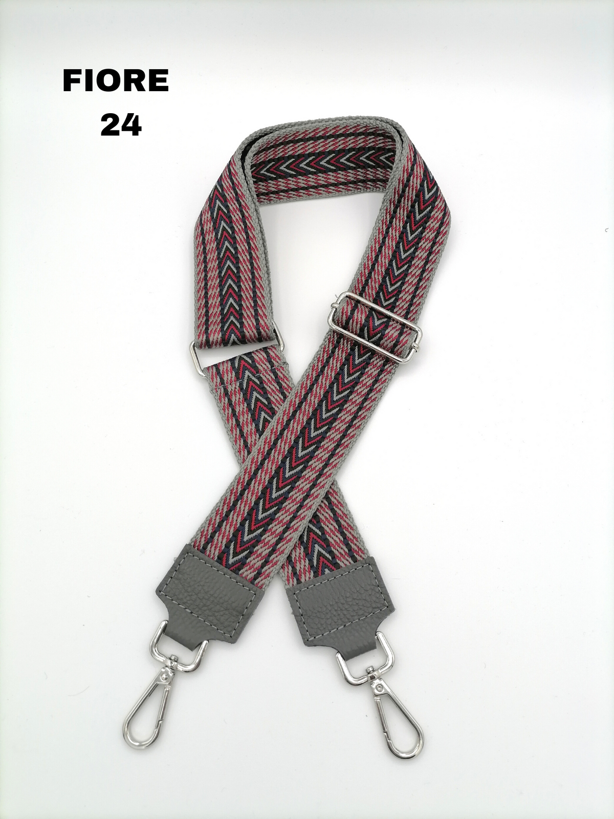 Tracolla Fiore grigio rosso