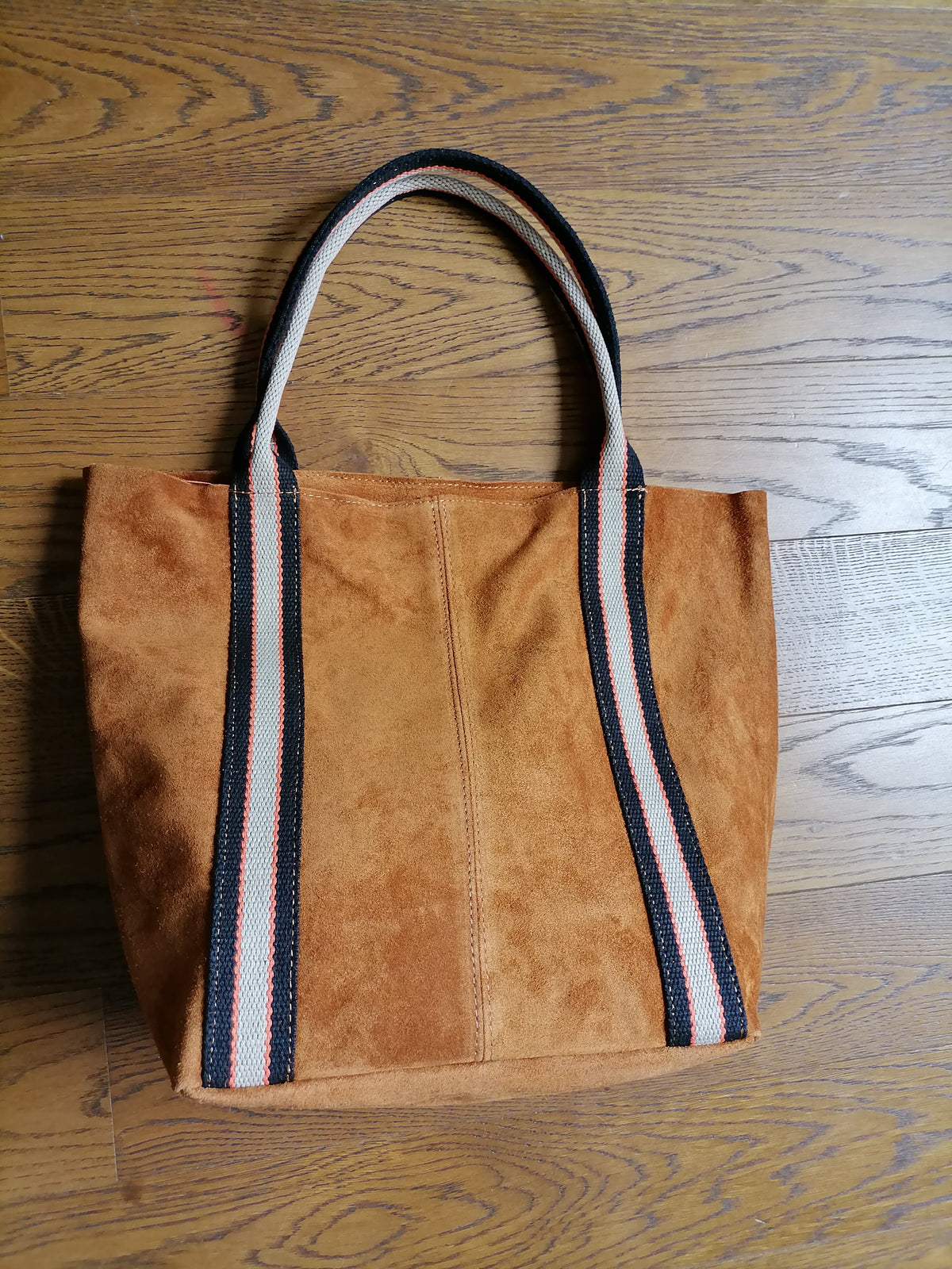 Tote Bag Grande in Pelle Scamosciata con Manici Bicolore