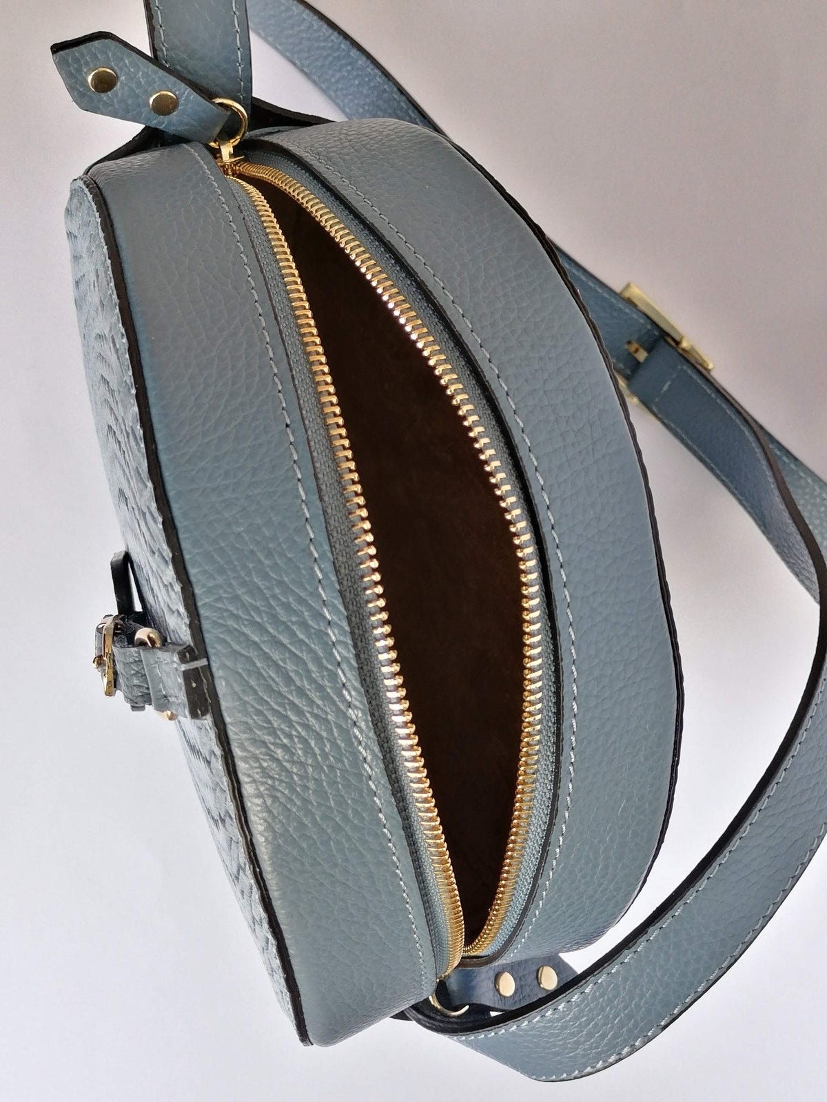 Borsa a Tracolla Rotonda in Vera Pelle Made in Italy