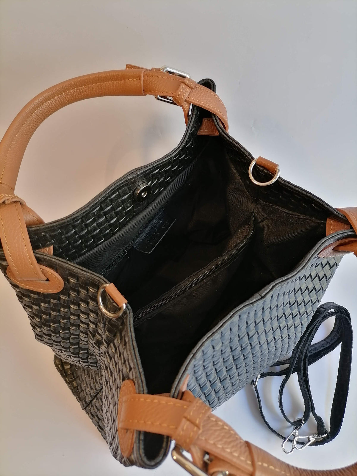 shopper intrecciata stampata top