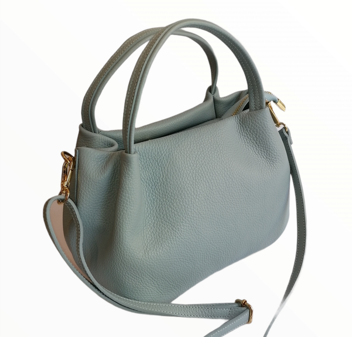 Borsa ovale in vera pelle con tracolla regolabile