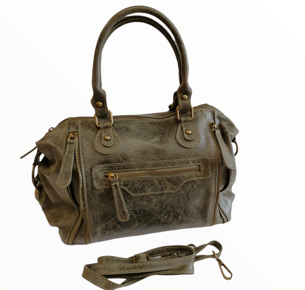 bauletto zip verde scuro