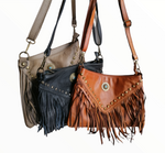 Tracolla con Borchie Turchese in Pelle Sauvage Vintage