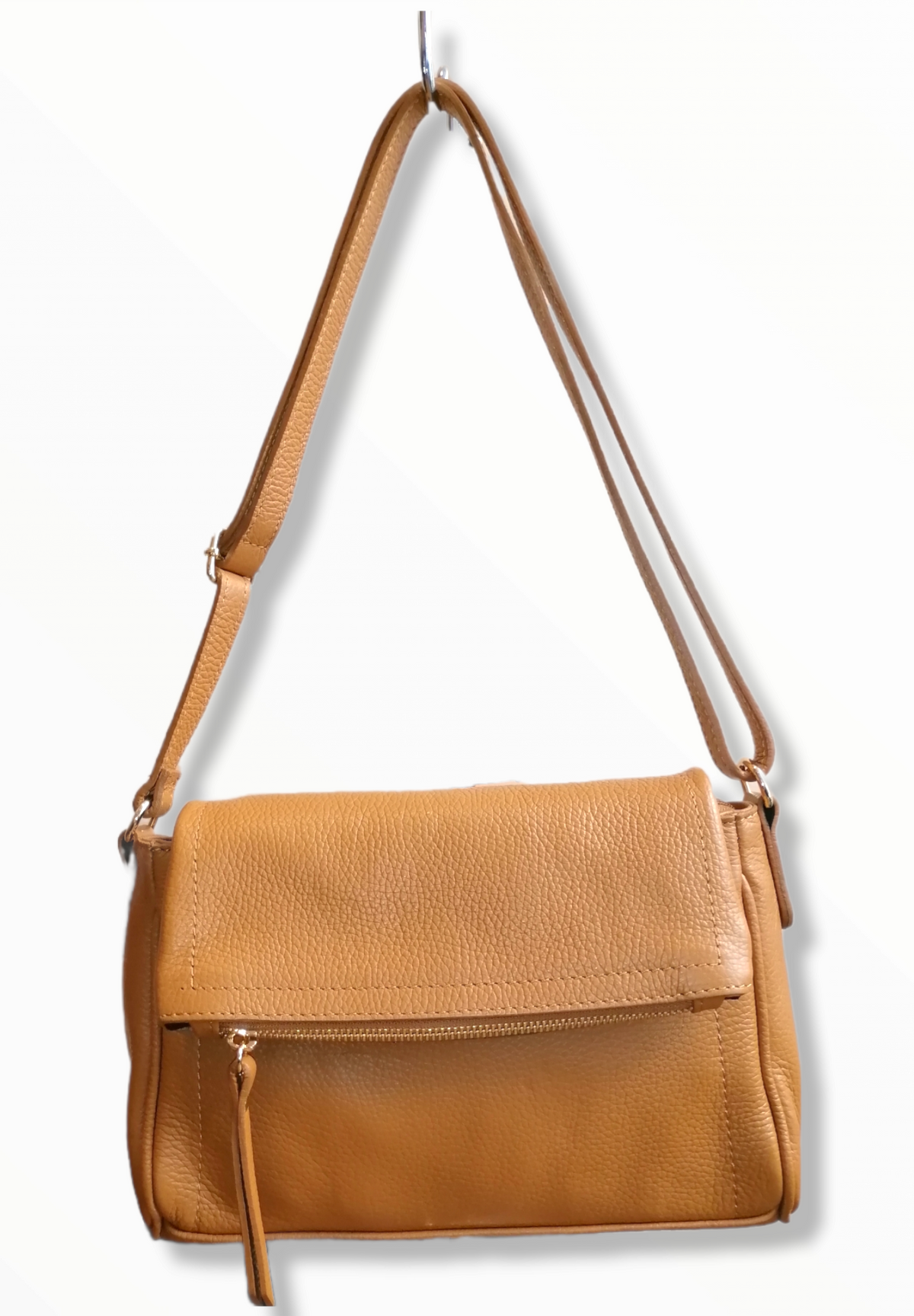 Borsa a Tracolla Design con Zip in Vera Pelle