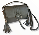 Borsa Box Doppia Frangia a Tracolla in Vera Pelle