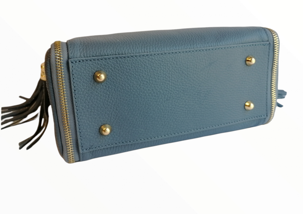 Borsa Box Doppia Frangia a Tracolla in Vera Pelle