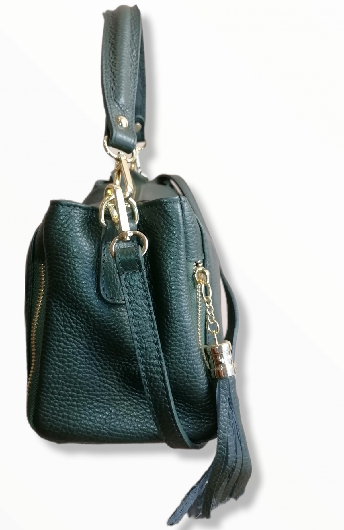 Borsa Box Doppia Frangia a Tracolla in Vera Pelle