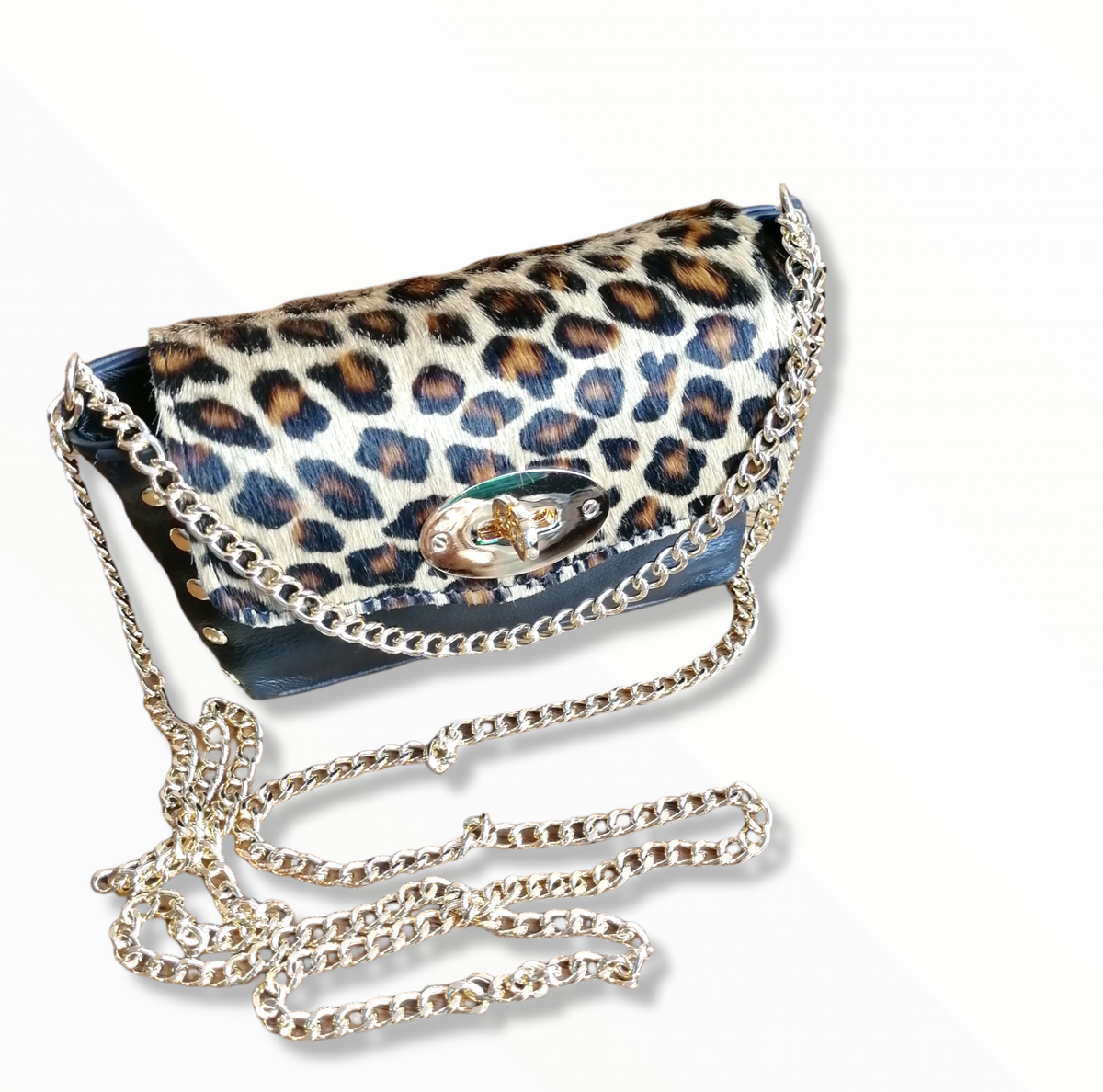 pochette piccola catena leopardato fronte