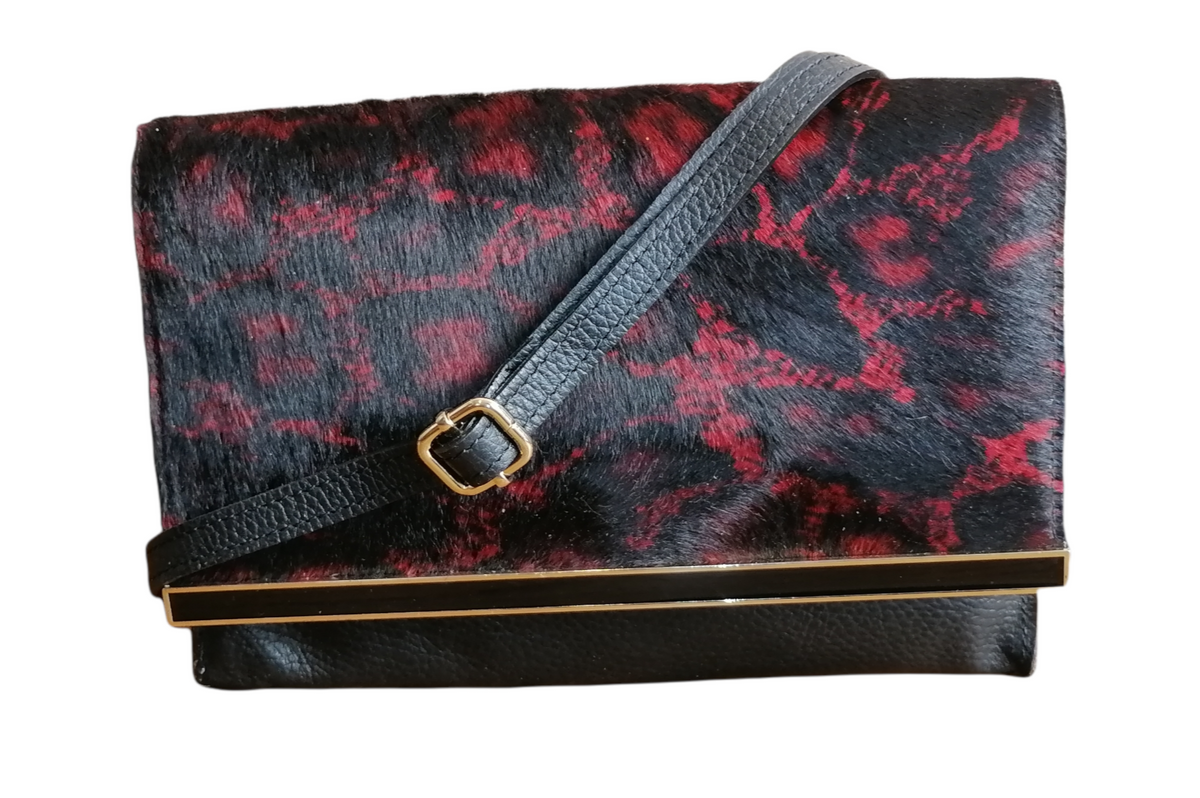 clutch nero rosso fronte