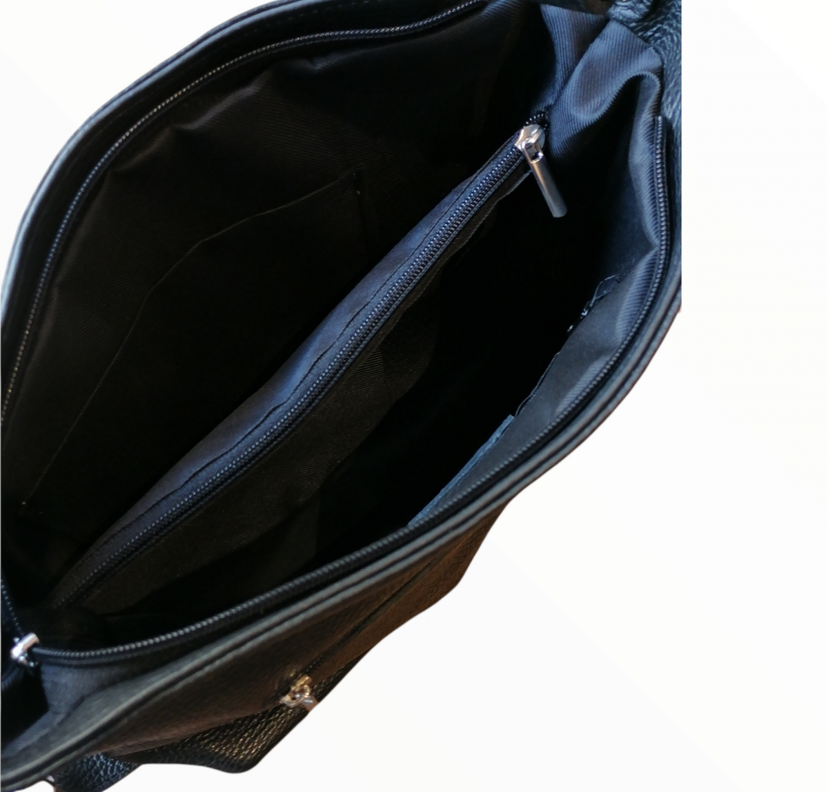 Hobo bag con tracolla in vera pelle nero interna