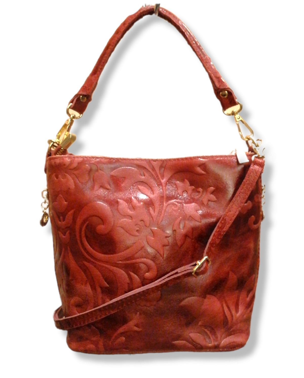 Secchiello in Vera Pelle Stampa Fiori