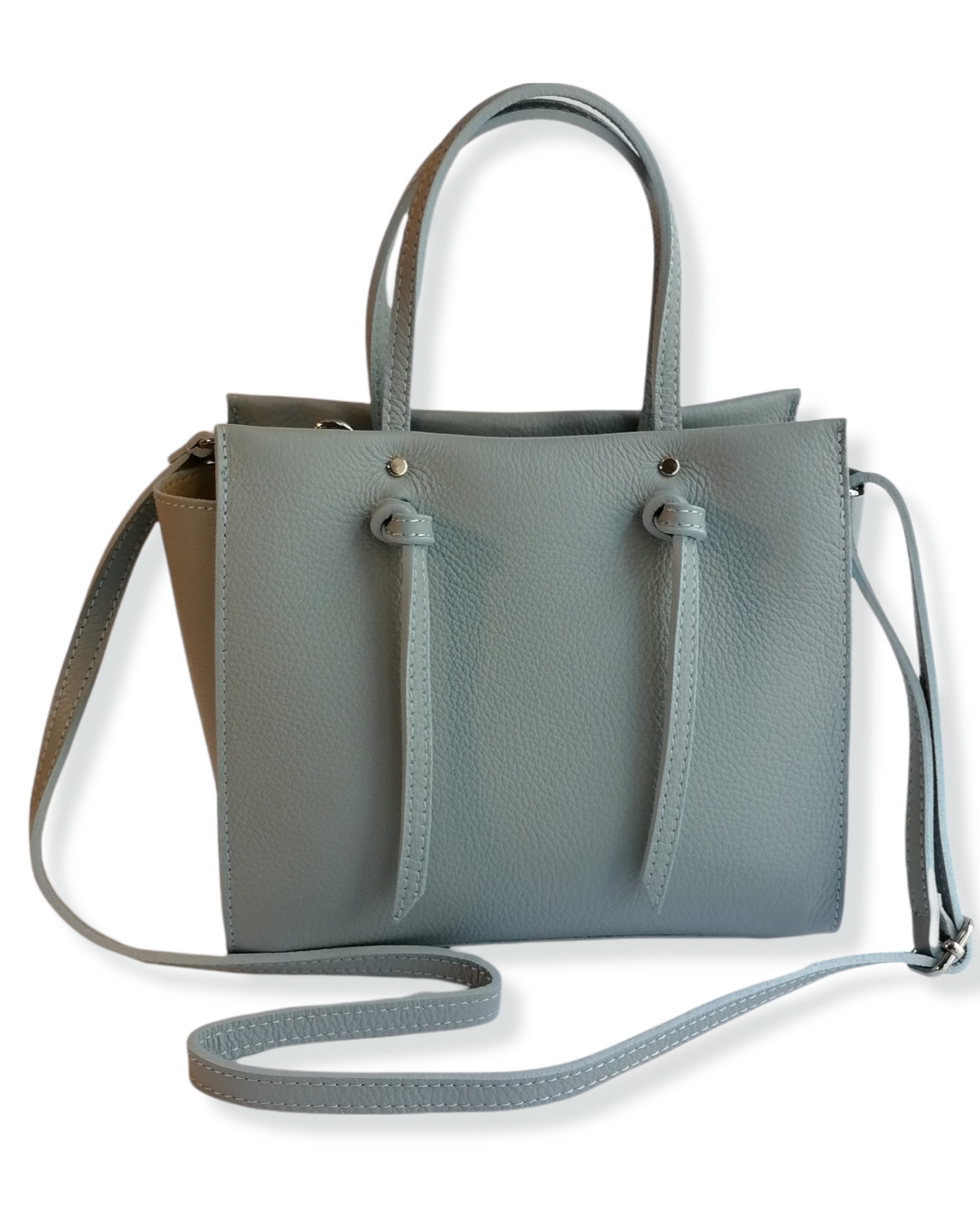 borsa fiocco pelle dollaro celeste