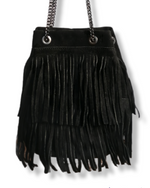 borsa frangia catena nera fronte