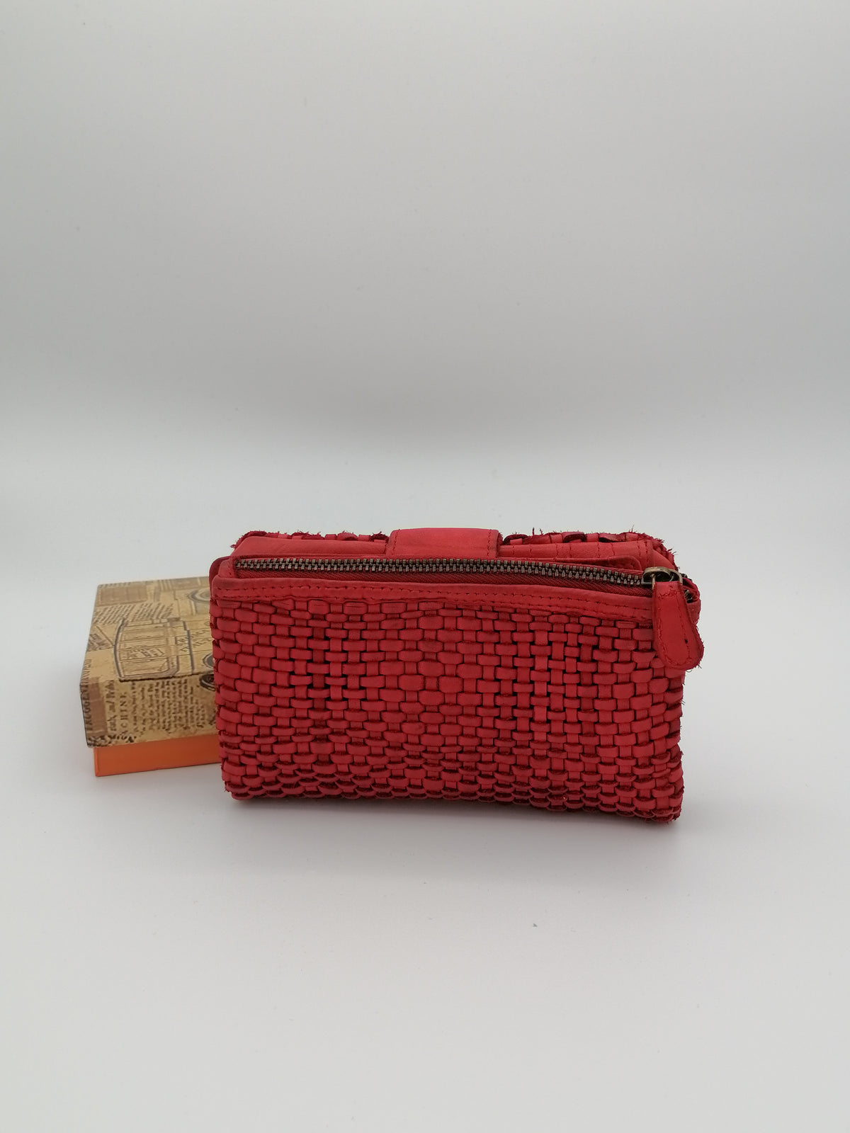 POFSS1401-89 Portafoglio lungo in Pelle Intrecciata effetto Vintage