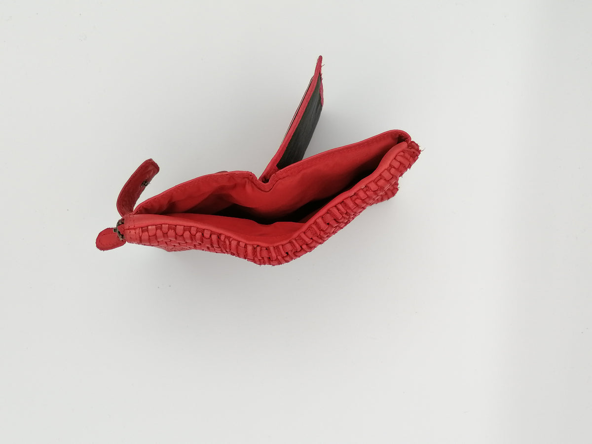 POFSS1401-89 Portafoglio lungo in Pelle Intrecciata effetto Vintage