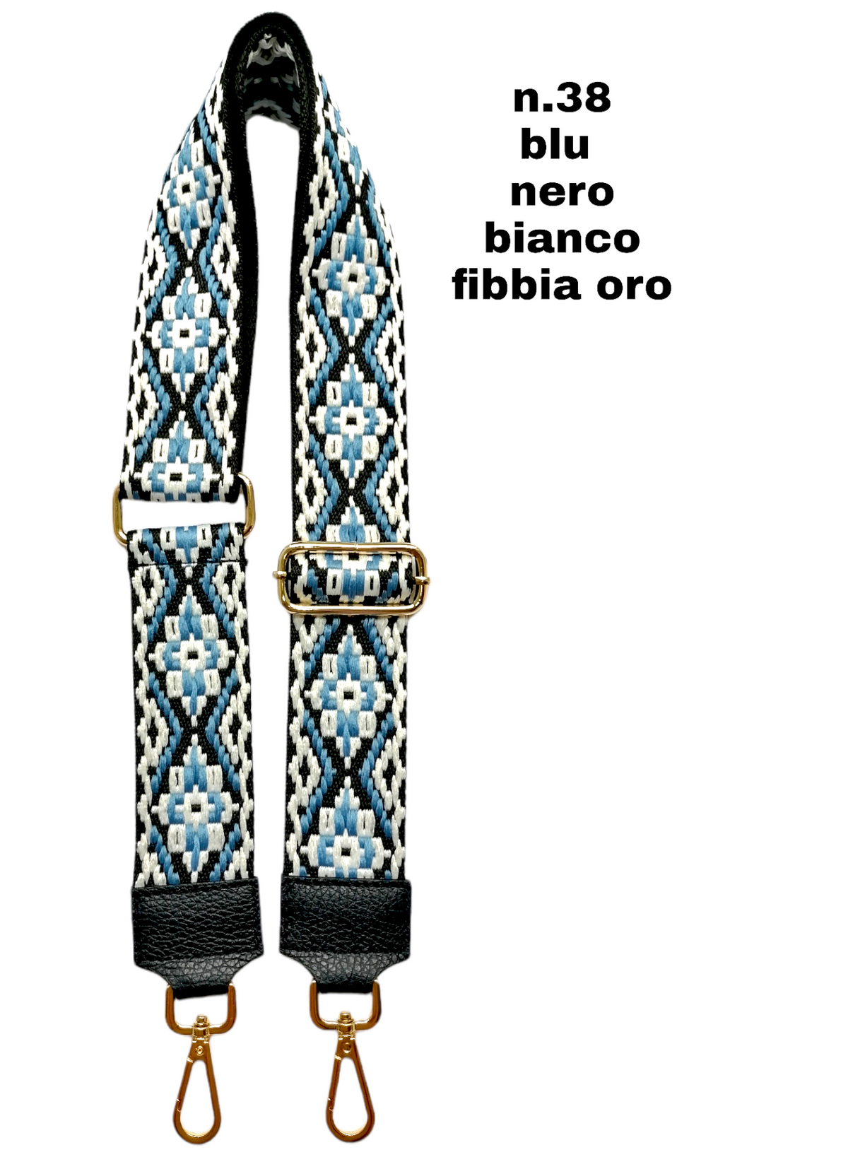 Tracolla Larga 5cm Ricamo Regolabile in Tessuto / Nylon