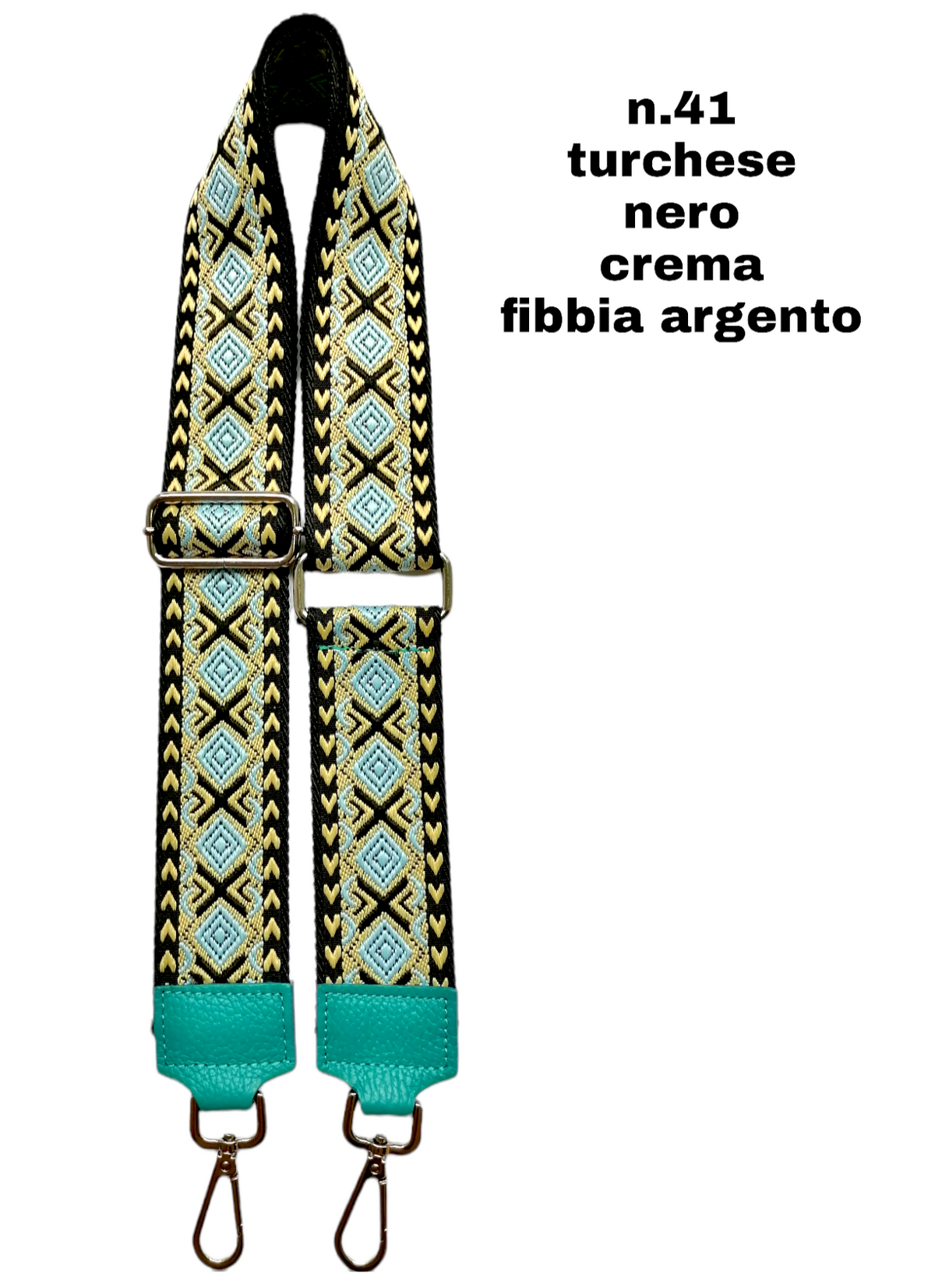 Tracolla Larga 5cm Ricamo Regolabile in Tessuto / Nylon