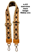 Tracolla Larga 5cm Ricamo Regolabile in Tessuto / Nylon