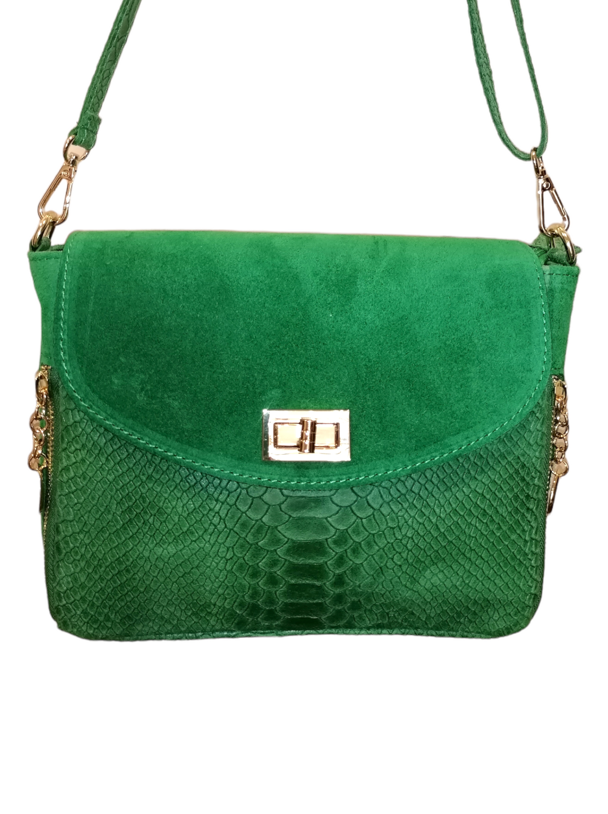 Borsa a Tracolla con 2 ciondoli in Vera Pelle Combinazione