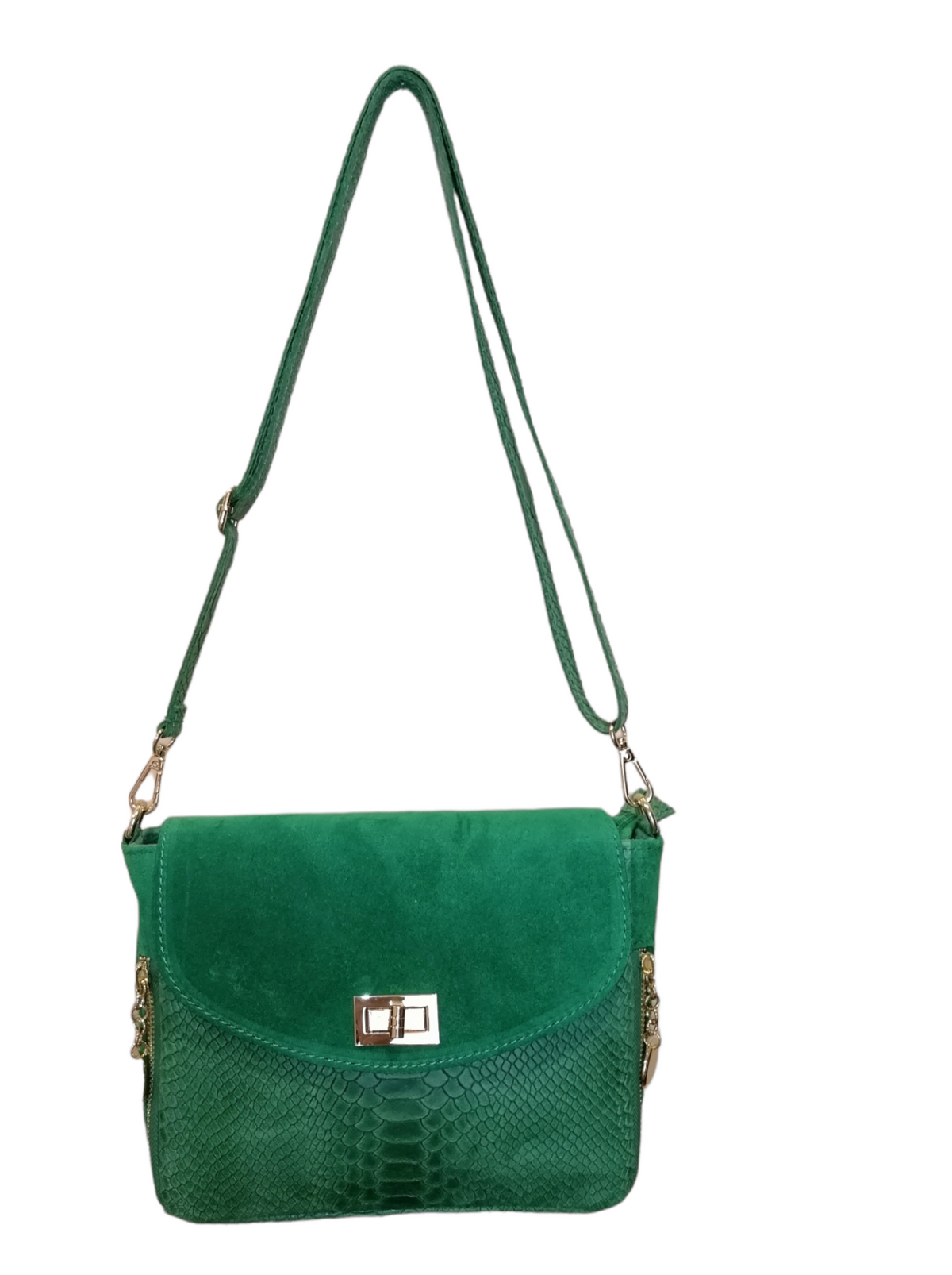 Borsa a Tracolla con 2 ciondoli in Vera Pelle Combinazione