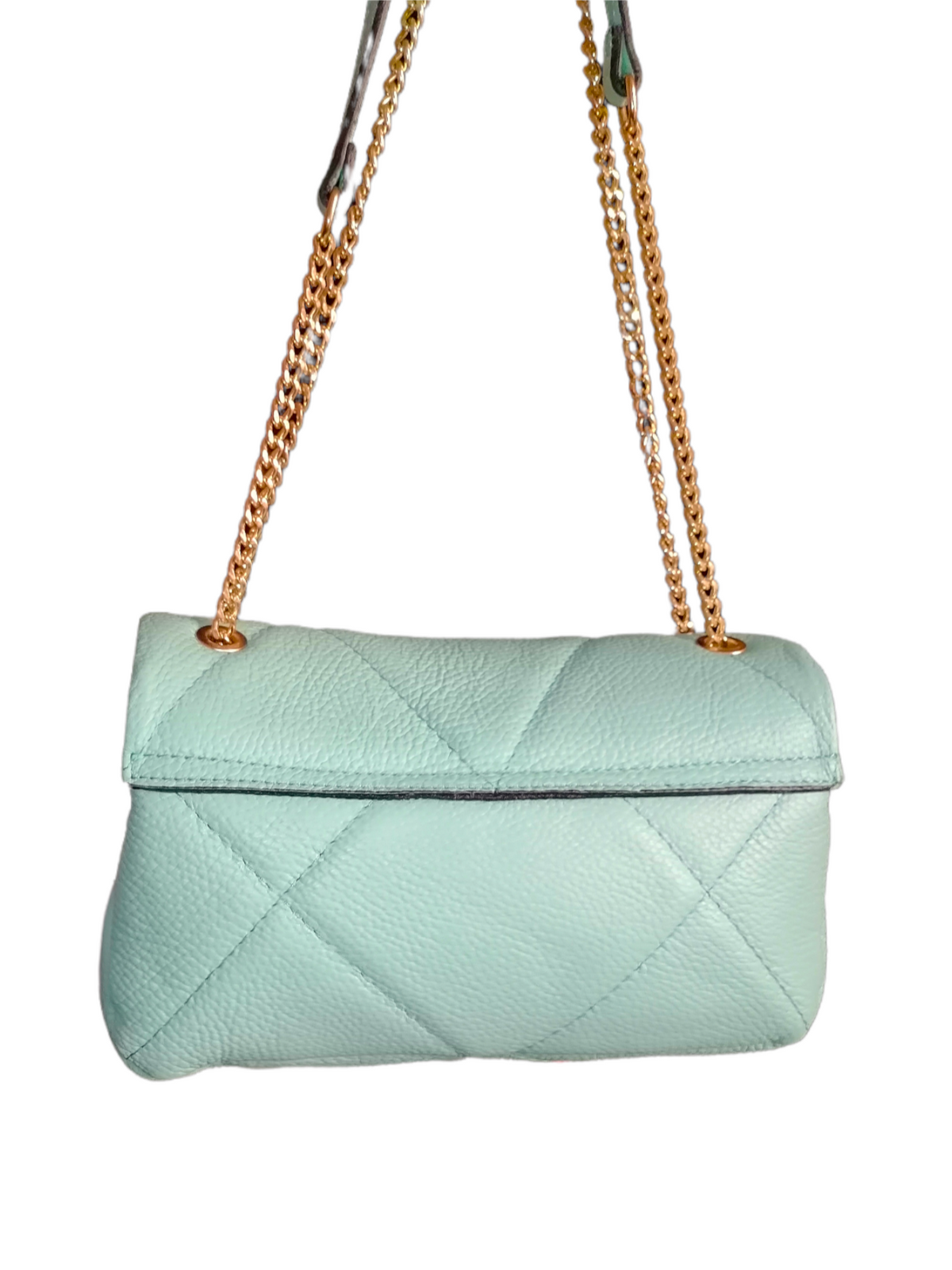 Borsa a Tracolla con Catena in Vera Pelle Imbottita