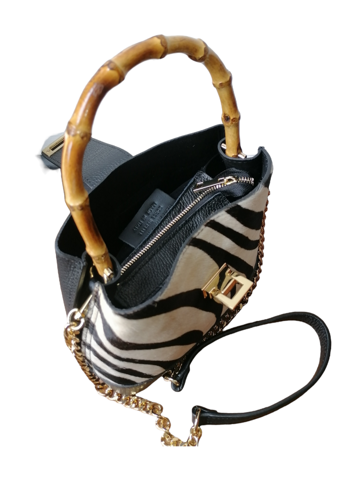 Borsa Manico in Bambù in Pelle Cavallino