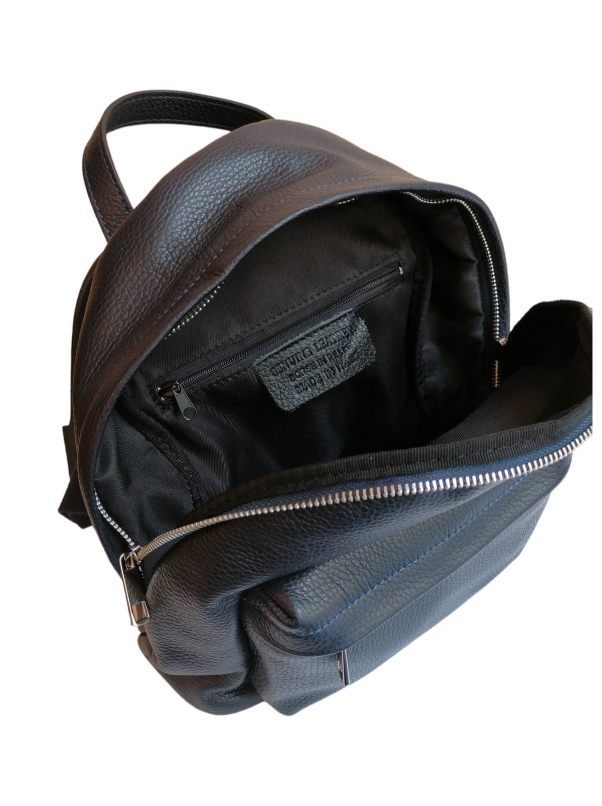 Zainetto Cerniera Blu in Vera Pelle Made in Italy