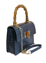 Borsa Vera Pelle Rigida Bambù Modello M