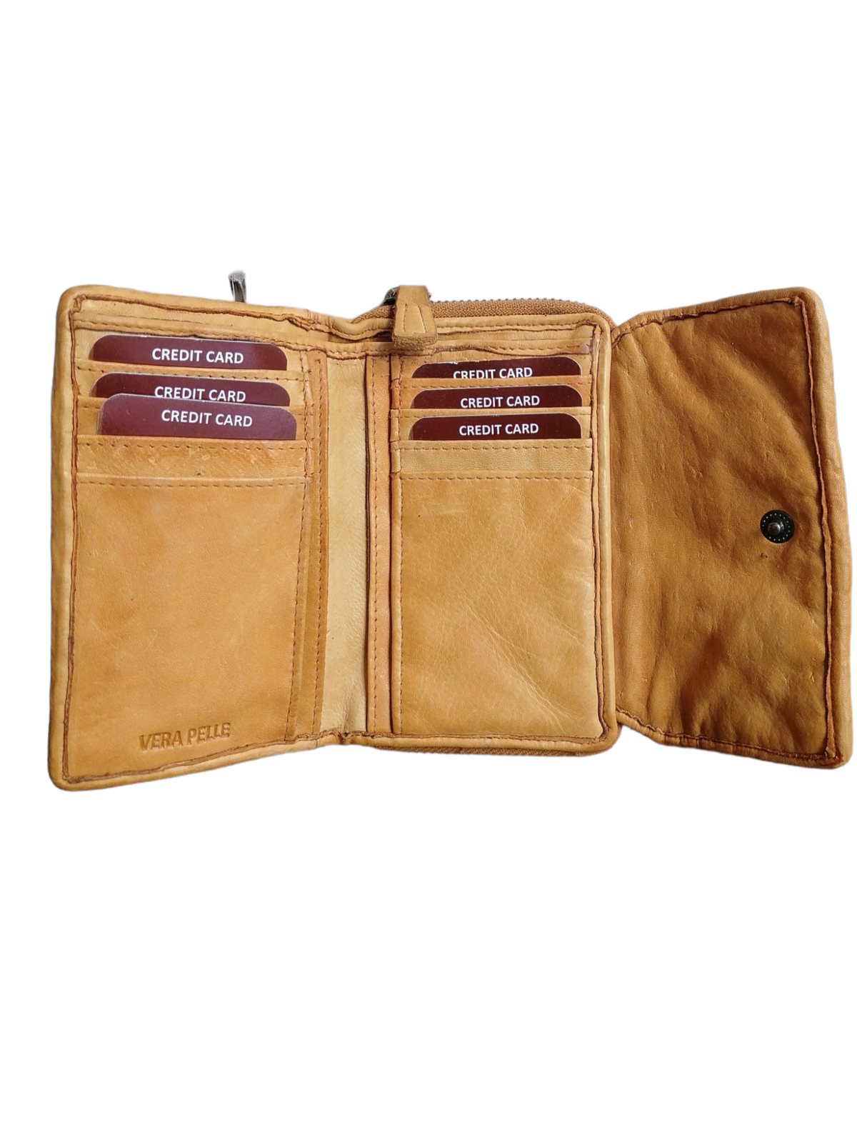 POFSS18-7507 Portafoglio trifold in Pelle Intrecciata effetto Vintage