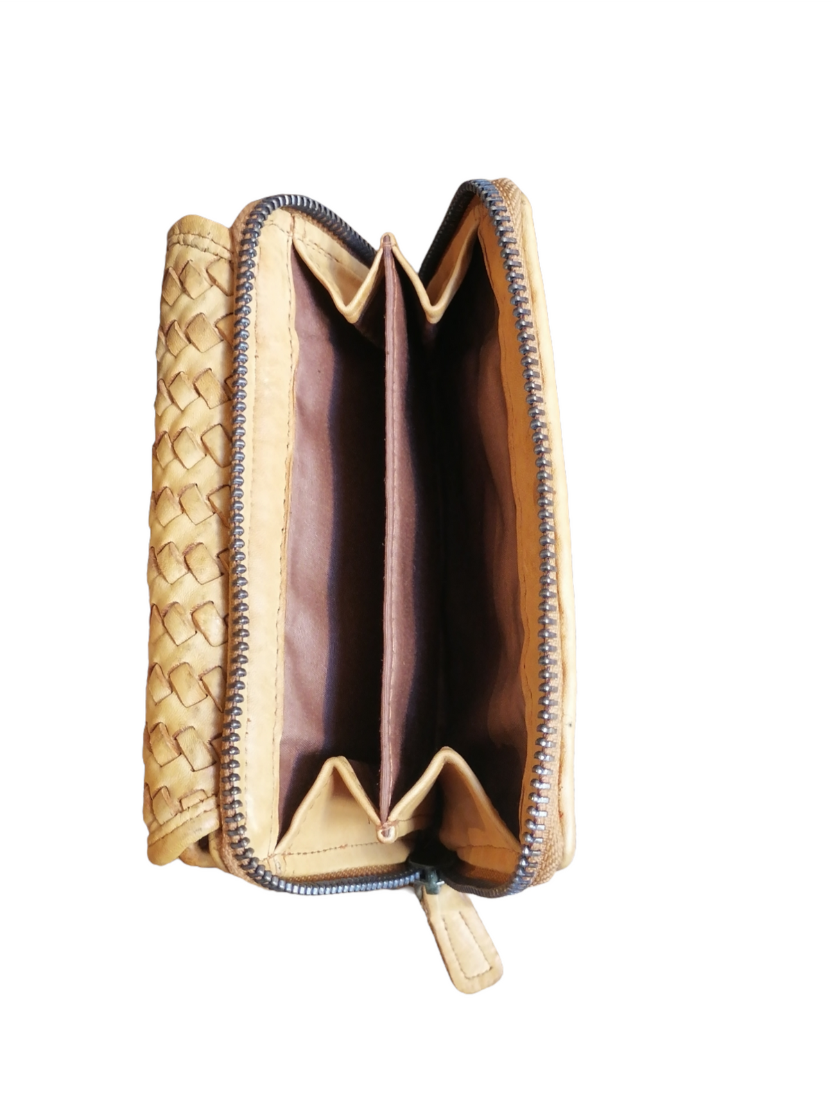 POFSS18-7507 Portafoglio trifold in Pelle Intrecciata effetto Vintage