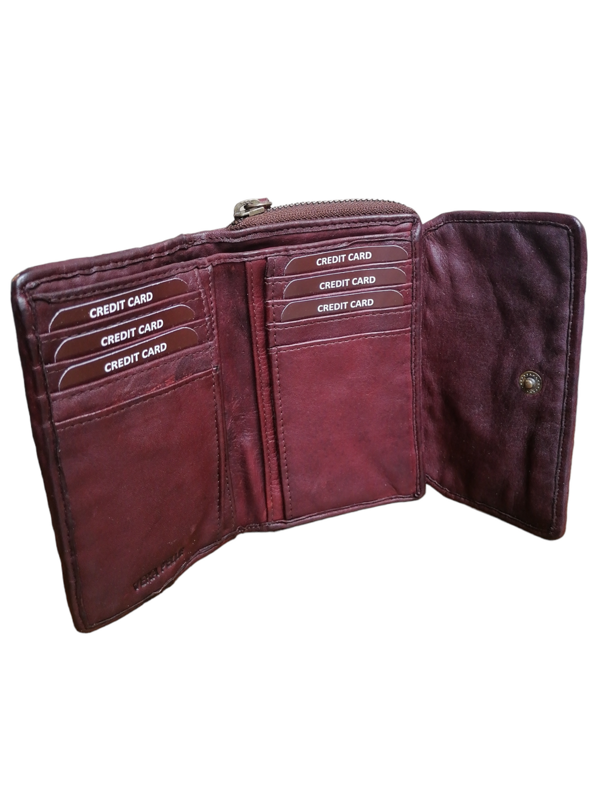 POFSS18-7507 Portafoglio trifold in Pelle Intrecciata effetto Vintage