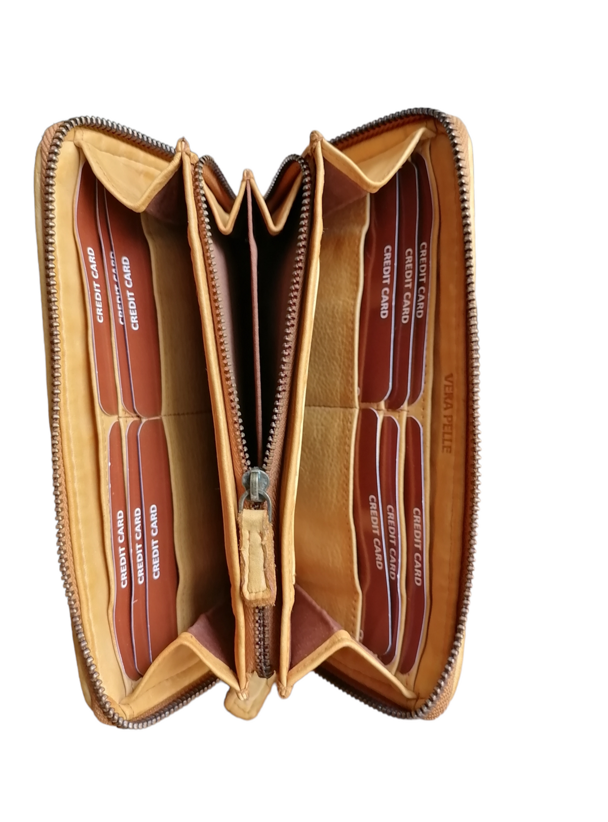 POFSS7505 Portafoglio Bifold a Cerniera in Pelle Intrecciata Effetto Vintage