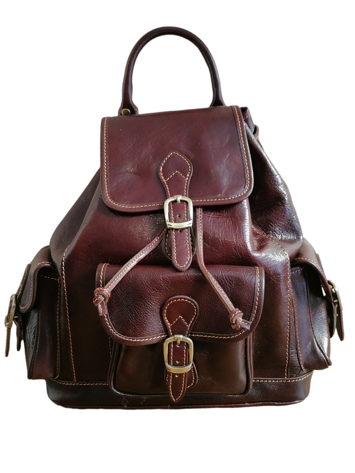 Zaino 3 Tasche in Vero Cuoio Made in Italy