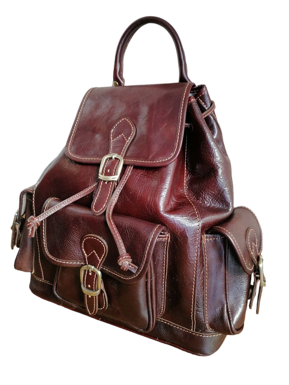 Zaino 3 Tasche in Vero Cuoio Made in Italy