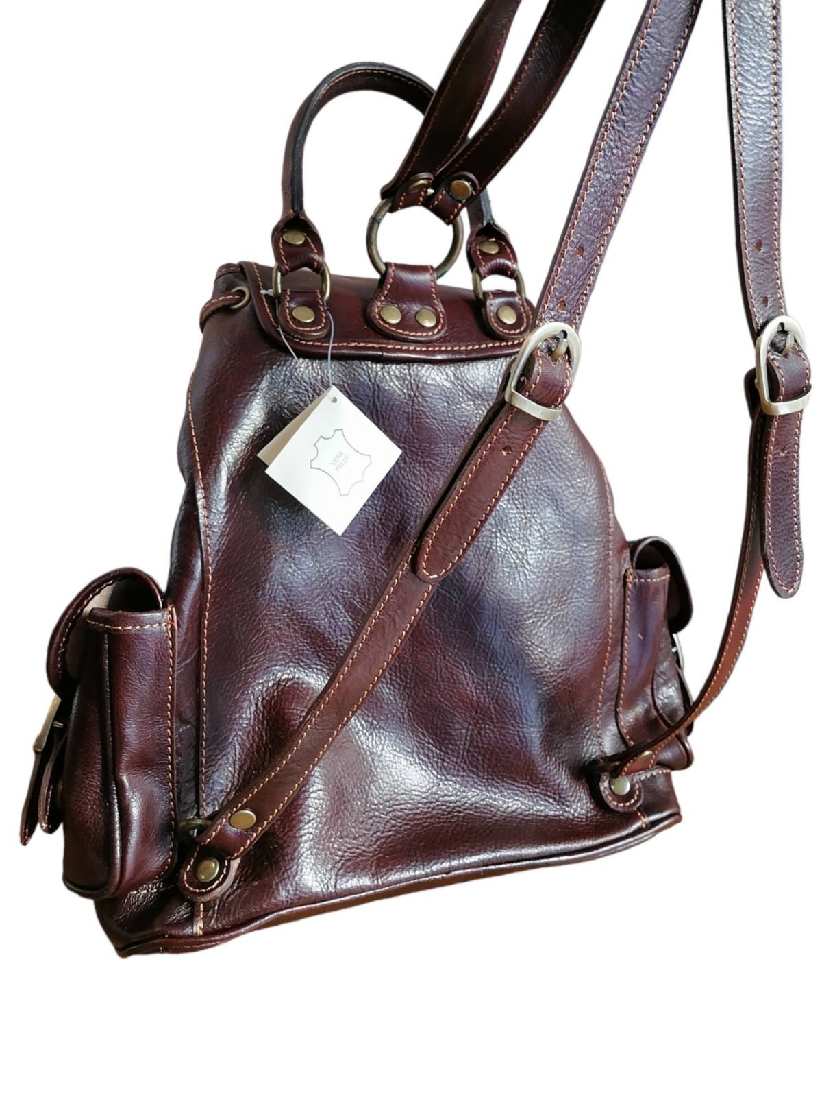 Zaino 3 Tasche in Vero Cuoio Made in Italy