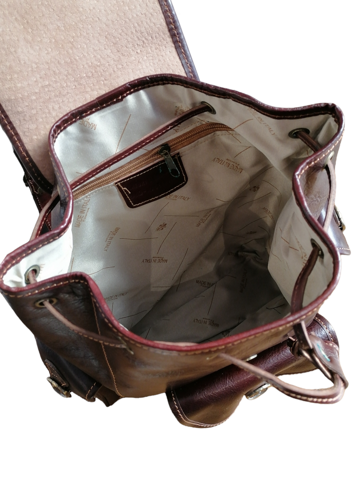 Zaino 3 Tasche in Vero Cuoio Made in Italy