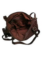 Borsa Shopping Intrecciata con Tracolla in Pelle Sauvage Stile Vintage