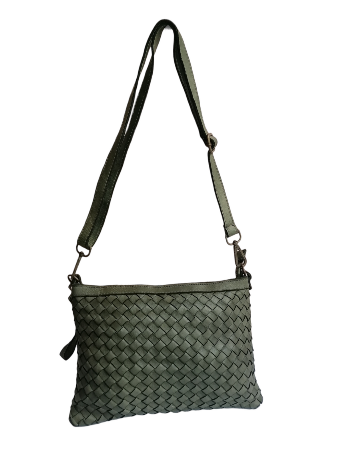 Tracolla Rettangolo 20x26 Intrecciata Vera Pelle Sauvage Vintage