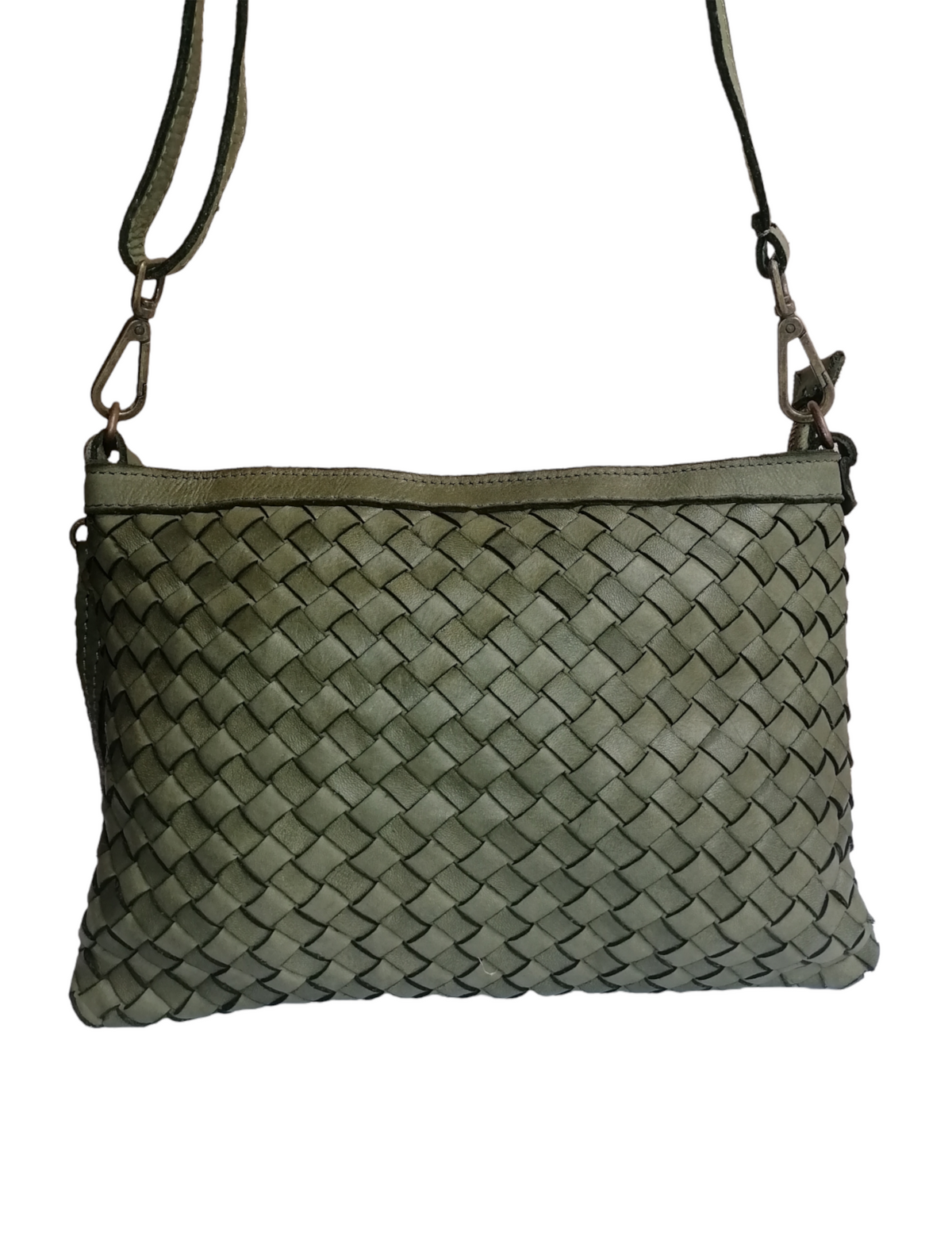 Tracolla Rettangolo 20x26 Intrecciata Vera Pelle Sauvage Vintage