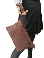 Tracolla Media Intrecciata 18x28cm Vera Pelle Sauvage Stile Vintage