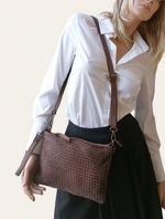 Tracolla Media Intrecciata 18x28cm Vera Pelle Sauvage Stile Vintage