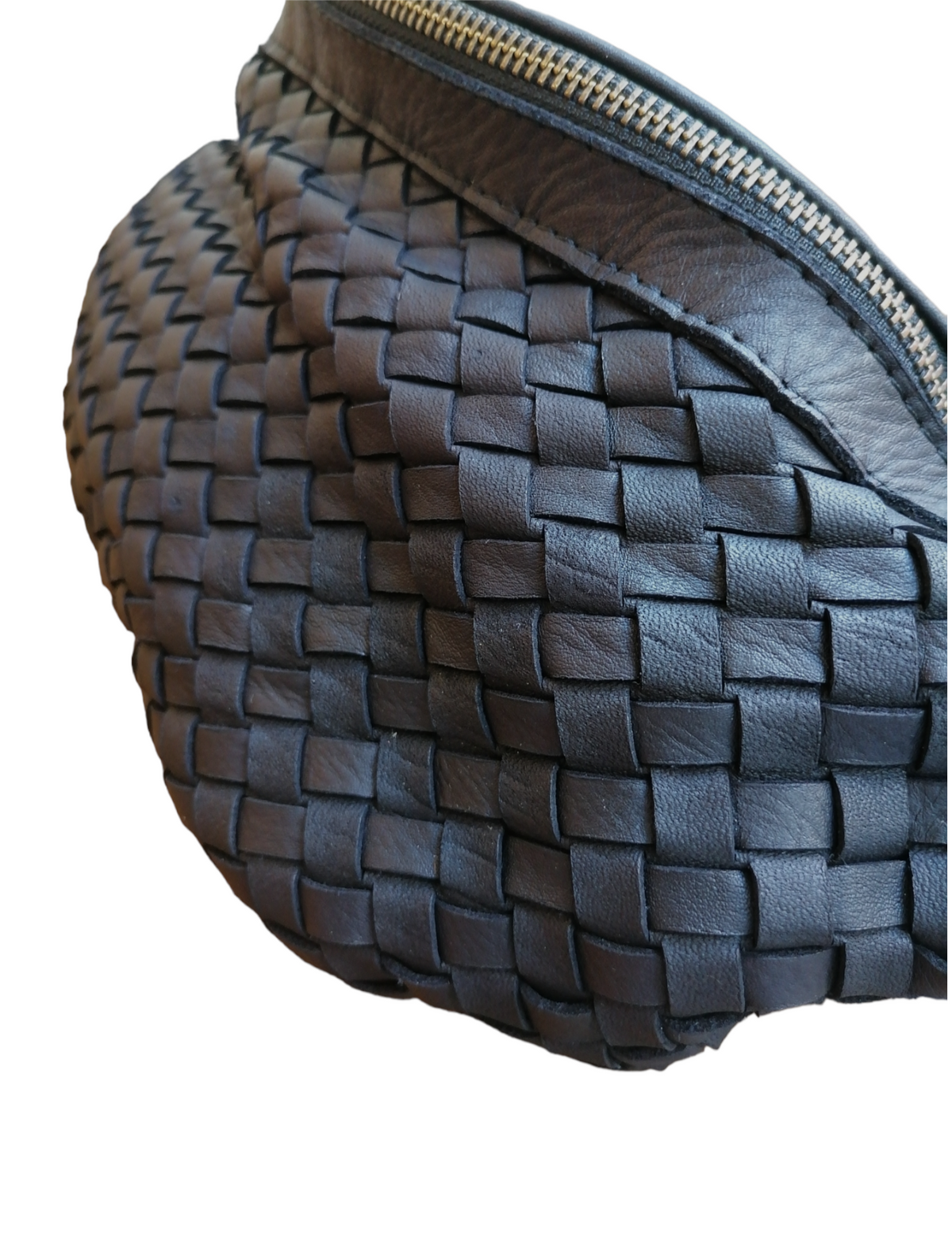 Marsupio L Unisex in Vera Pelle Sauvage Intrecciata Stile Vintage