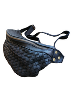 Marsupio L Unisex in Vera Pelle Sauvage Intrecciata Stile Vintage