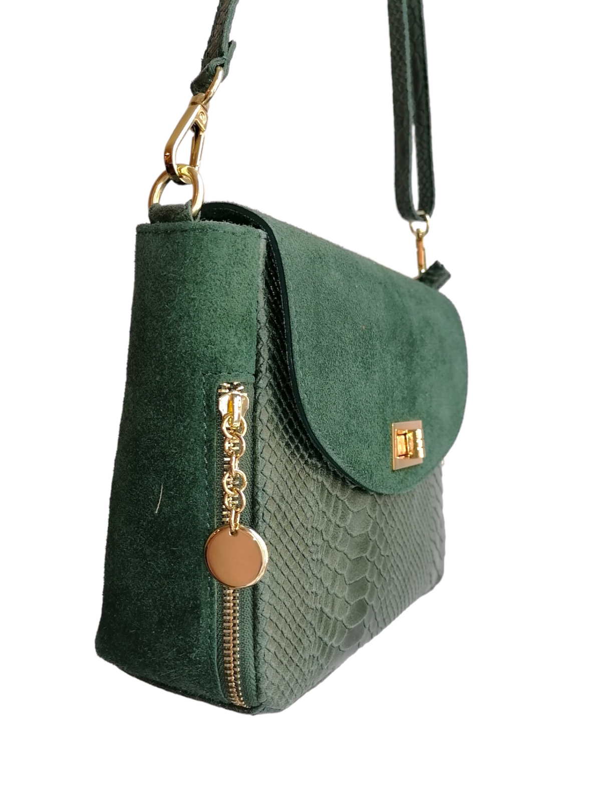 Borsa a Tracolla con 2 ciondoli in Vera Pelle Combinazione