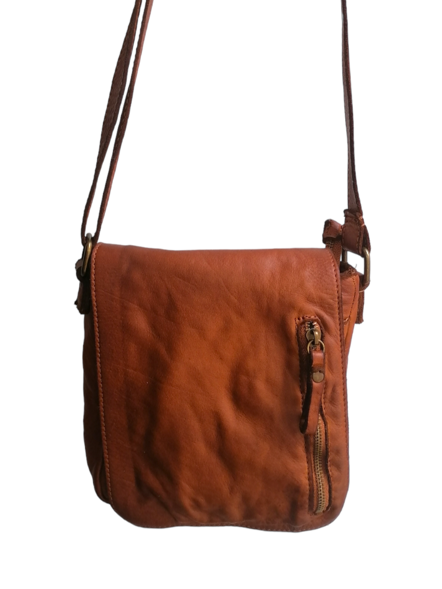 Messenger Bag 22x20 in Pelle Sauvage Vintage Made In Italy– Stock