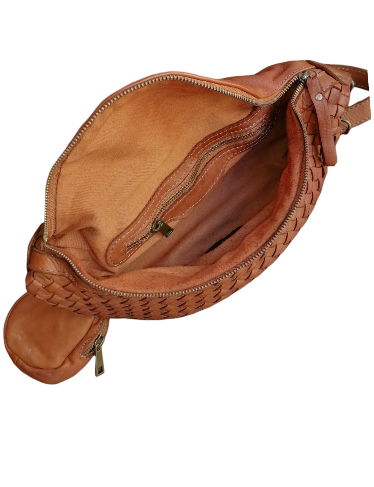 Marsupio L Unisex in Vera Pelle Sauvage Intrecciata Stile Vintage