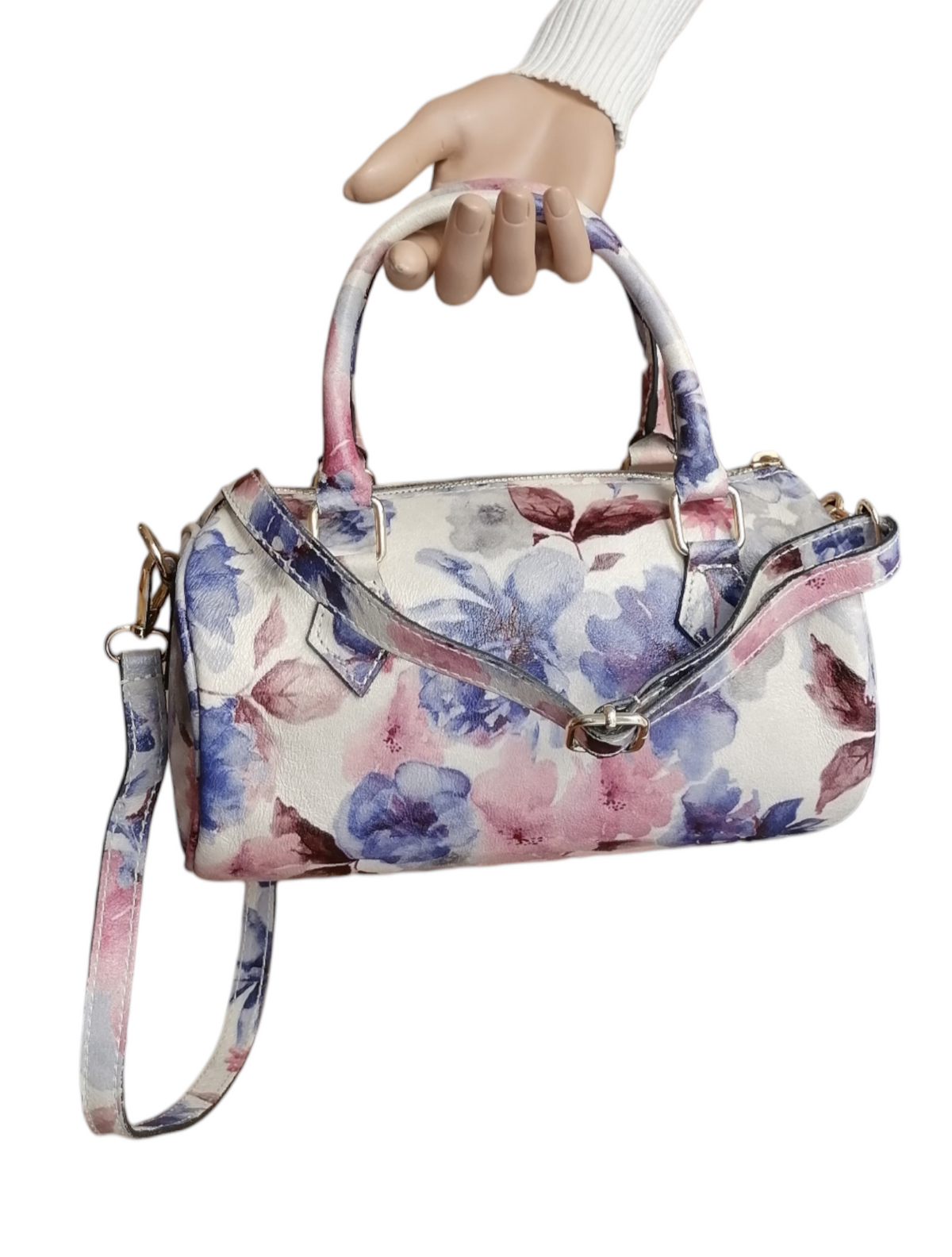 Bauletto Cilindrico in Vera Pelle Fantasia Fiori