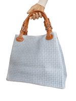 Borsa Shopper Trapezio in Vera Pelle Intrecciata Stampata
