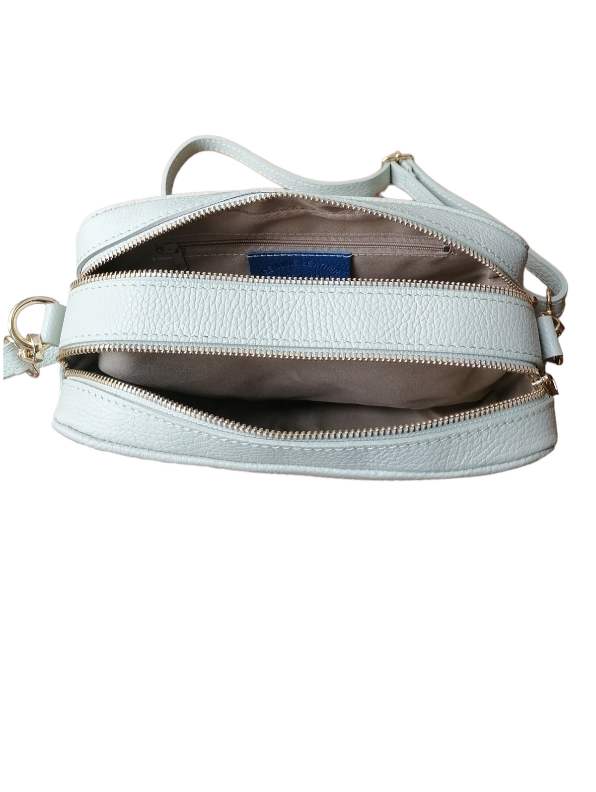 Borsa Large Doppio Zip in Pelle Dollaro MADE IN ITALY Verde Chiaro